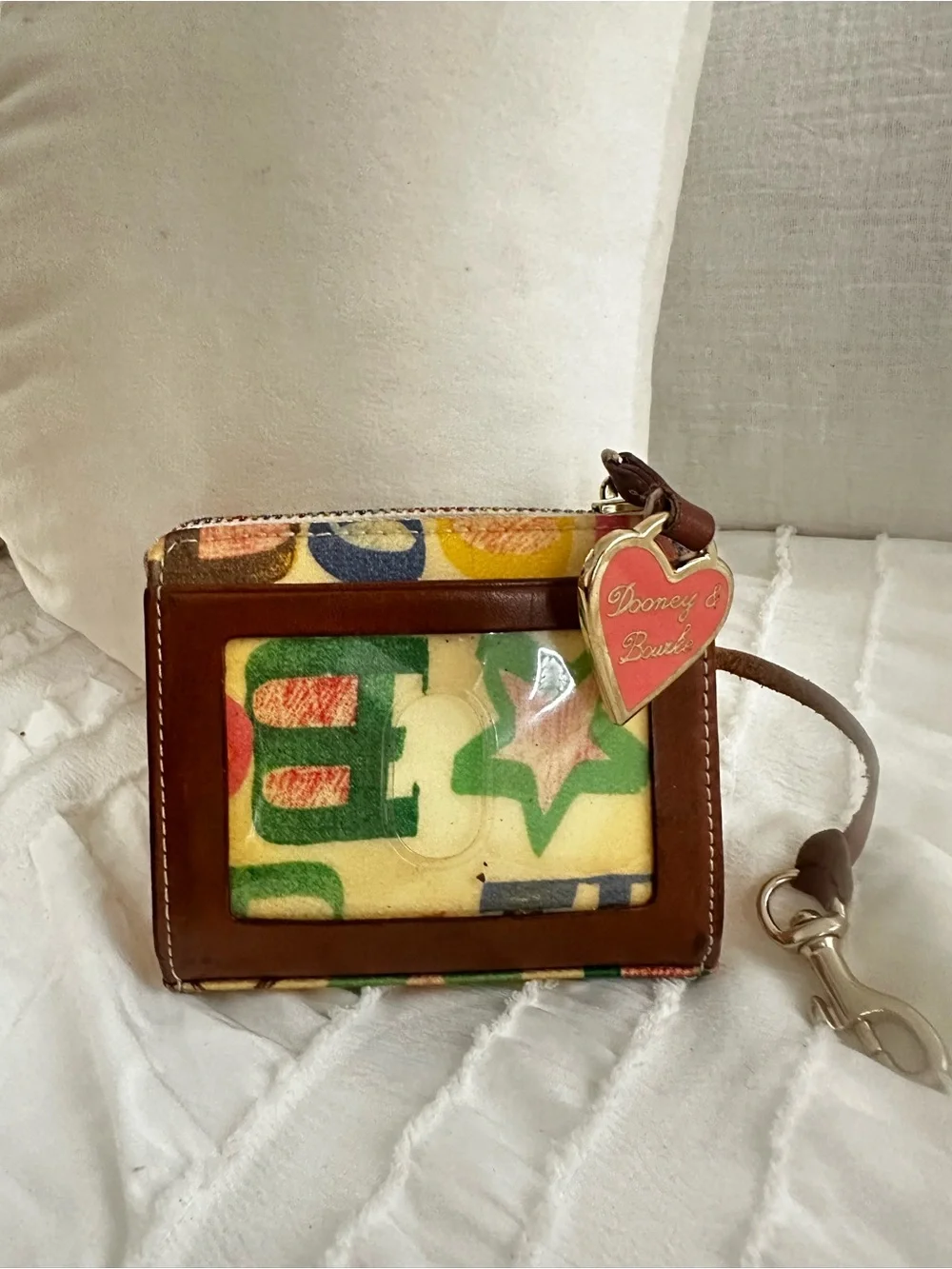 Vintage Y2K Dooney & Bourke Retro Grafica ID Zip Lanyard Wallet